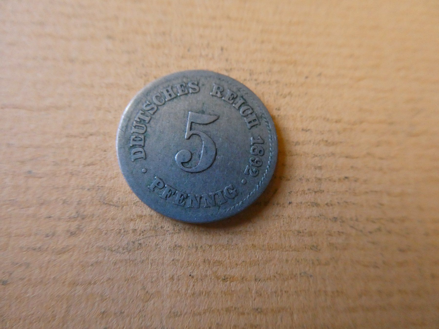 Alle Münzen: Dt. Reich 1892 E, 5 Pfennig – Gebraucht aus Hinterforst von Rohusri
