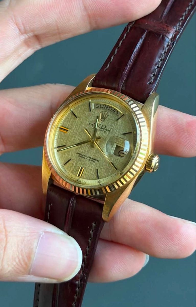 Rolex Orologi: Rolex Day-Date 1803, mit Linen-Dial – Usato da Chur venduto da lucretiawatches 1