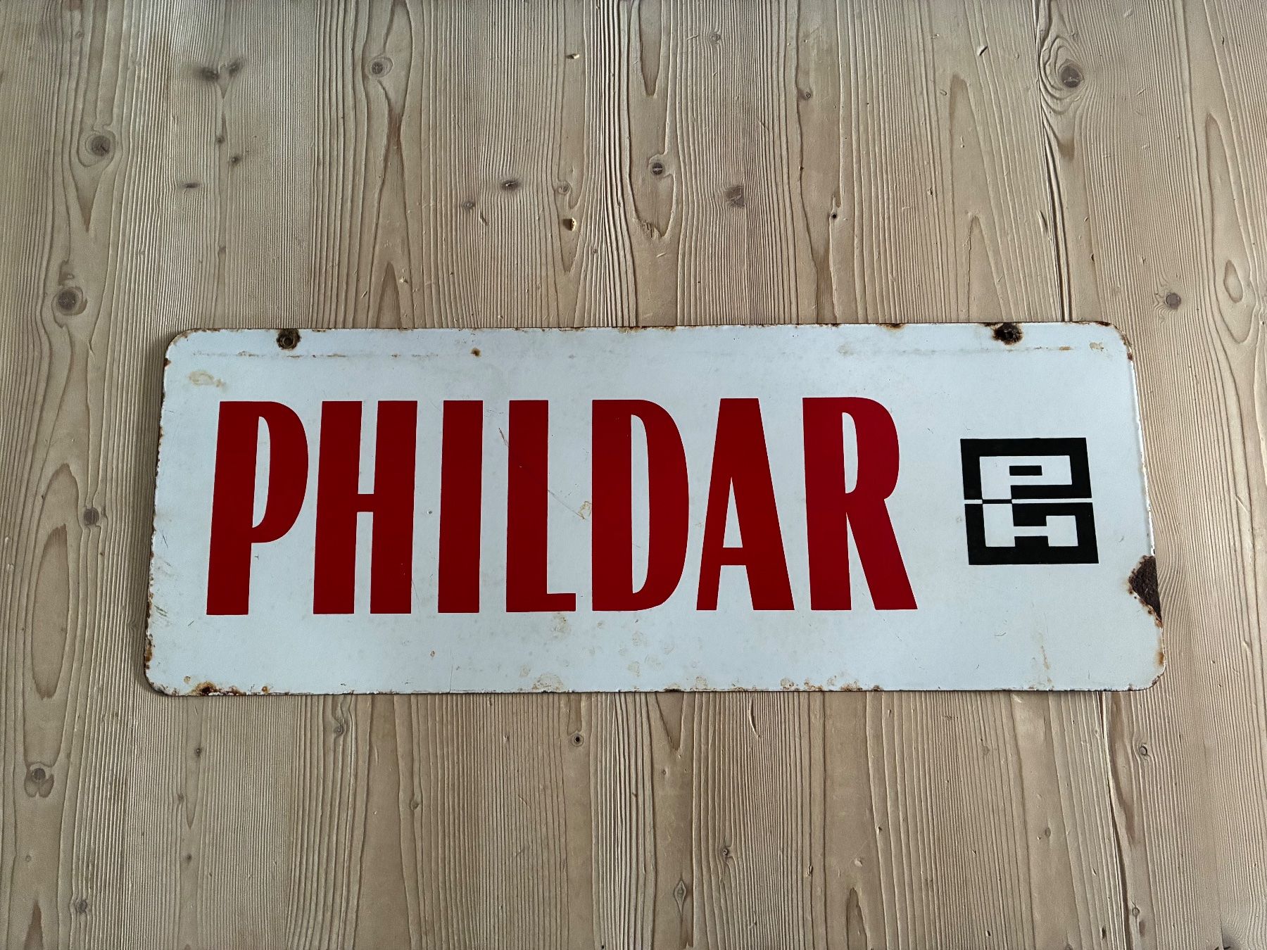 Schilder: Altes doppelseitiges Emailschild Phildar – Gebraucht aus Steffisburg von Reitschel5 2