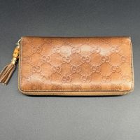 Portefeuille Gucci Guccissima cuir brun bambou