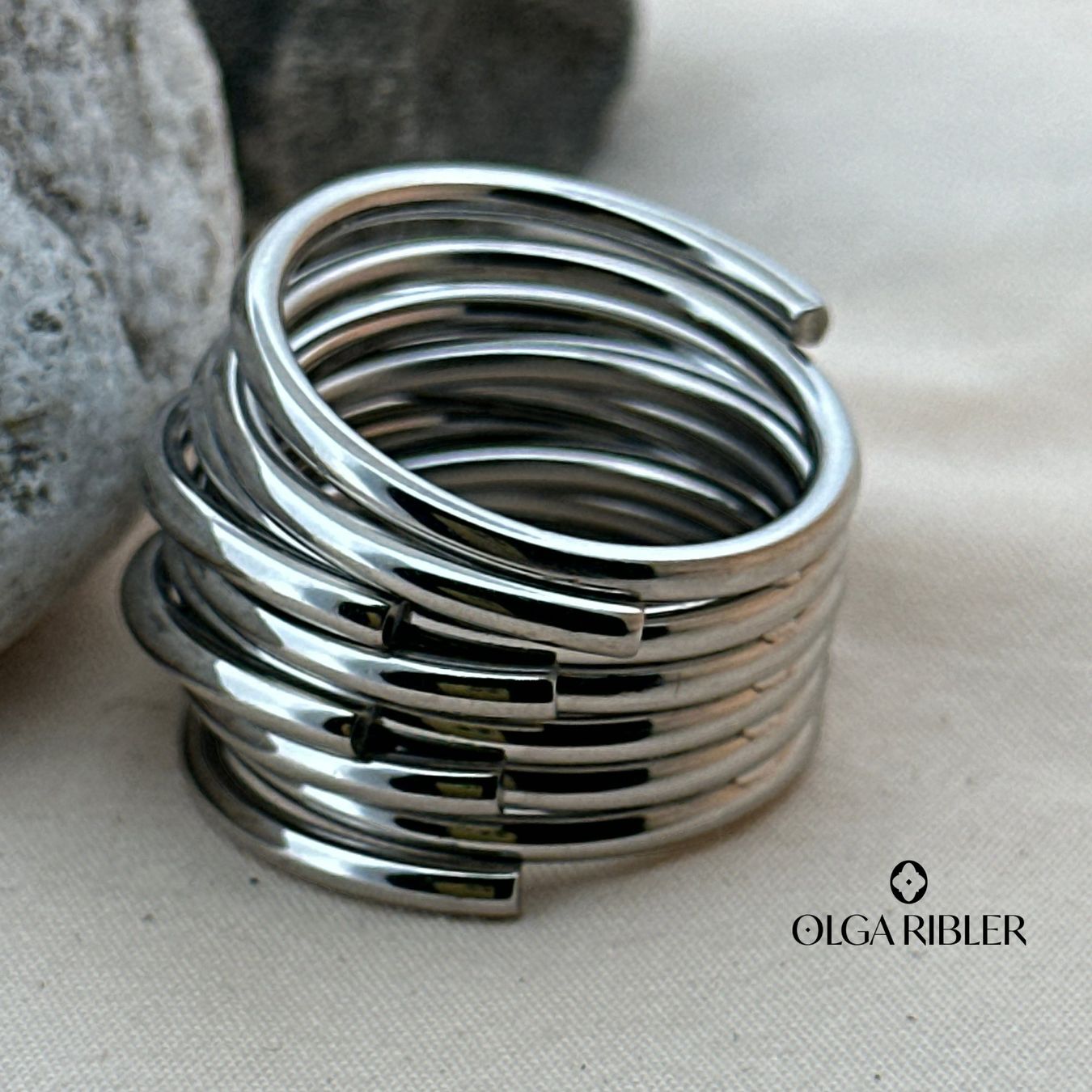 Olga Ribler Bagues: Statement Edelstahl Ring Ringgrösse 60 – Neuf (Voir description) à Luzern par Schmuckoutlet 3