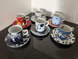 Ensemble 6 tasses et sous-tasses espresso design
