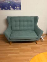 Sofa 2-Plätzer Mintgrün im Retro-Stil, bequemes Sitzerleb...