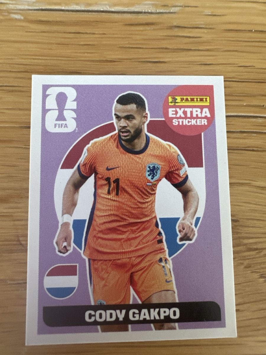 Panini Carte collezionabili: Panini Extra Sticker Cody Gakpo World Cup 2026 Basic – Nuovo e nell'imballaggio originale da Grandson venduto da Carpal