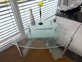 Bureau informatique design en verre trempé - Excellent état