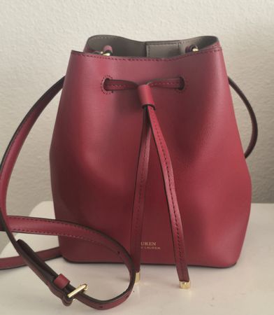 Beuteltasche Lauren Ralph Lauren Leder rot neuwertig