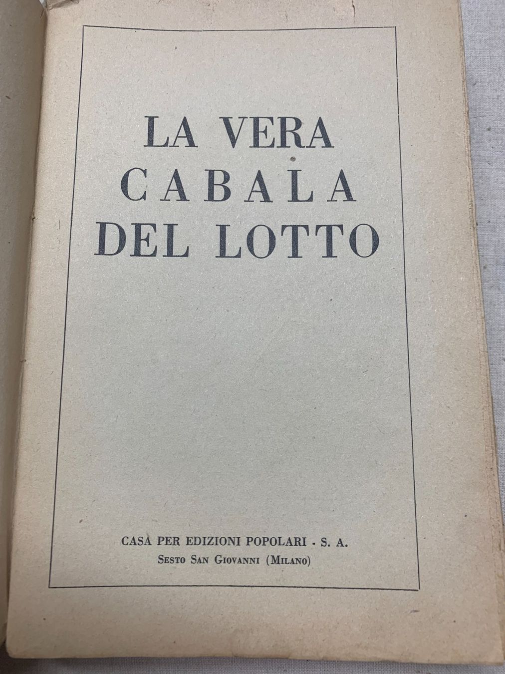 Bücher: La vera cabala del lotto - 1938 – Gebraucht aus Sorengo von 74in 1