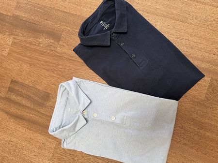 2 x Poloshirt slim fit - M - hellblau & dunkelblau