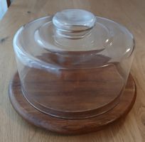 Käseglocke Holzunterteller Glasdeckel guter Zustand