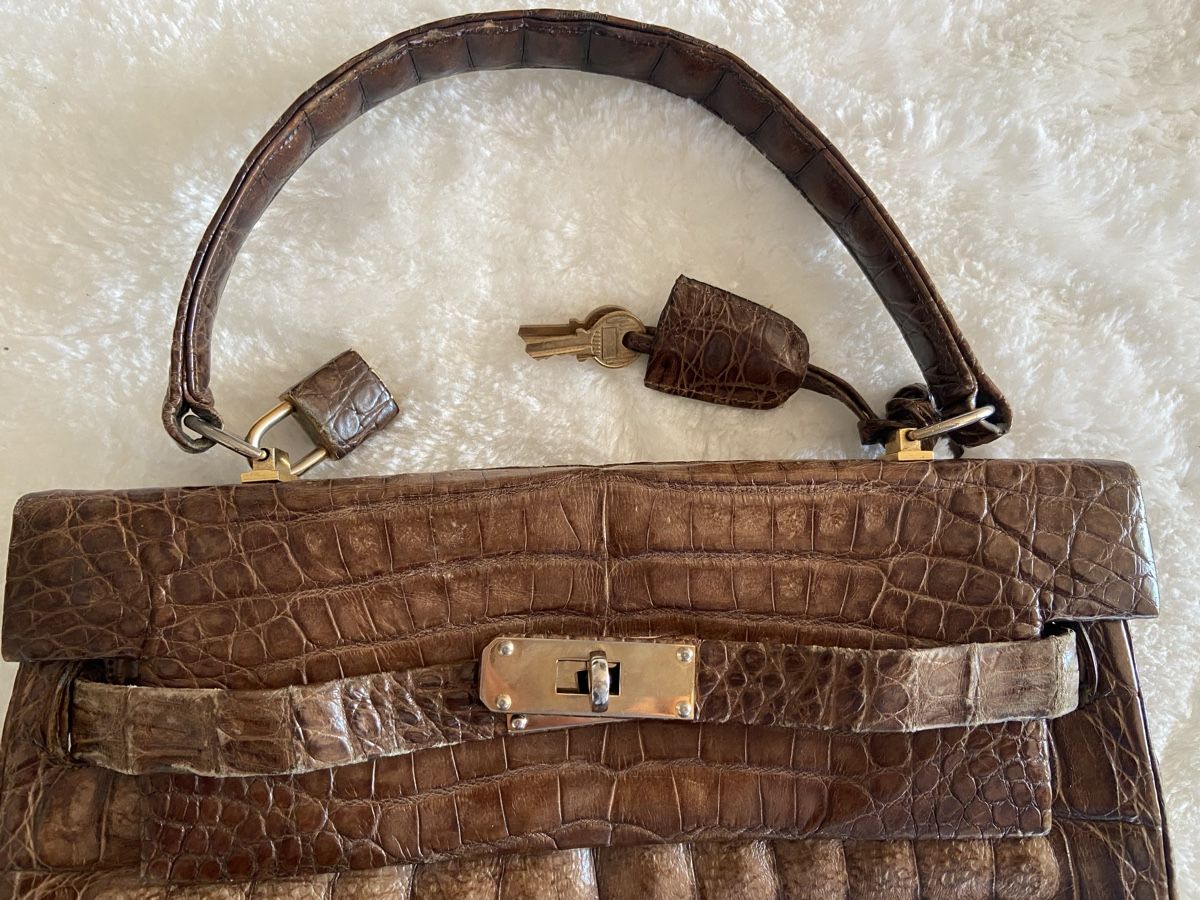 Taschen für Damen: Kroko Handtasche Echtleder Vintage  – Gebraucht aus Lohn SH von Winter03 2