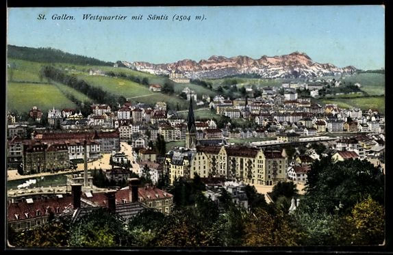 Cartes postales: AK St. Gallen, Westquartier mit Säntis – D'occasion à Berlin par bartko-reher
