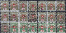 1911-34, Portofreiheitsmarken Nr.2-13 **/*/gest. Kat: 550.-+