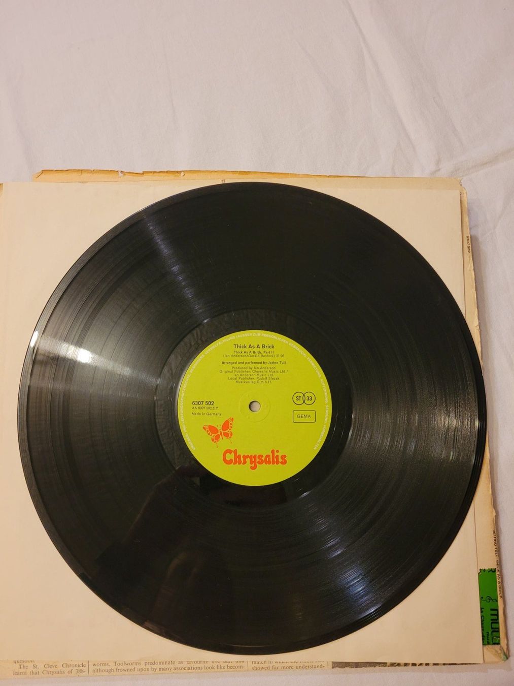 Dischi in vinile: Journal St.Cleve Chronicle 28.01.1972 Jethro Tull – Usato da la Chaux-de-Fonds venduto da Lampe 5
