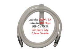 USB-C Schnelladekabel + Datenfunktion 1,2m, Silikon, Neuware