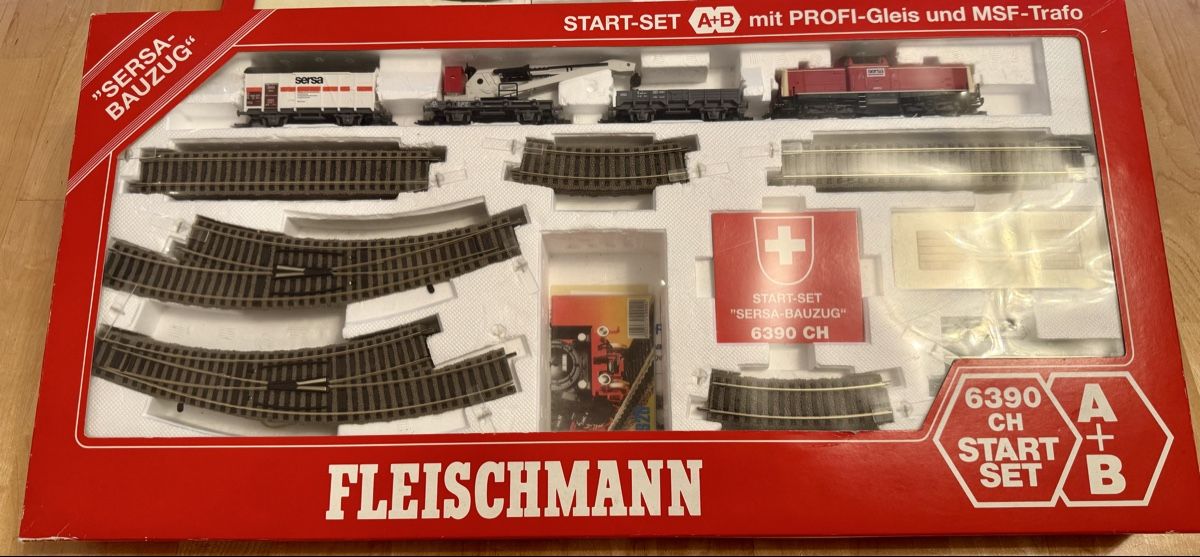 Fleischmann Modellini di ferrovie: Fleischmann 6390 Sersa Bauzug Set – Usato da Pfäffikon ZH venduto da HR89