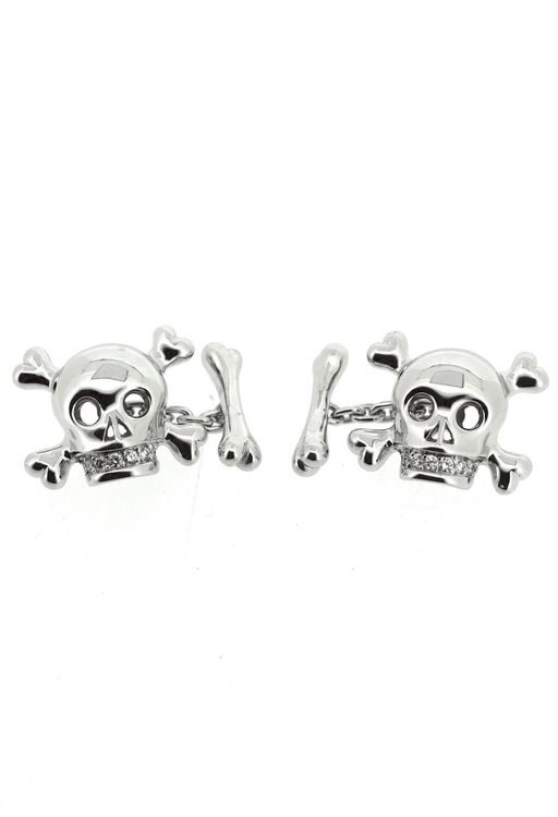 Christian Dior skull & bones cufflinks gold 18k / diamonds | Kaufen auf ...
