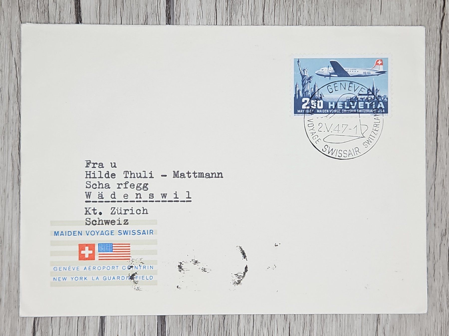 Tutti i francobolli: CL13 Enveloppe + Timbre Suisse 1947 – Usato da Cousset venduto da Patrick_Collections