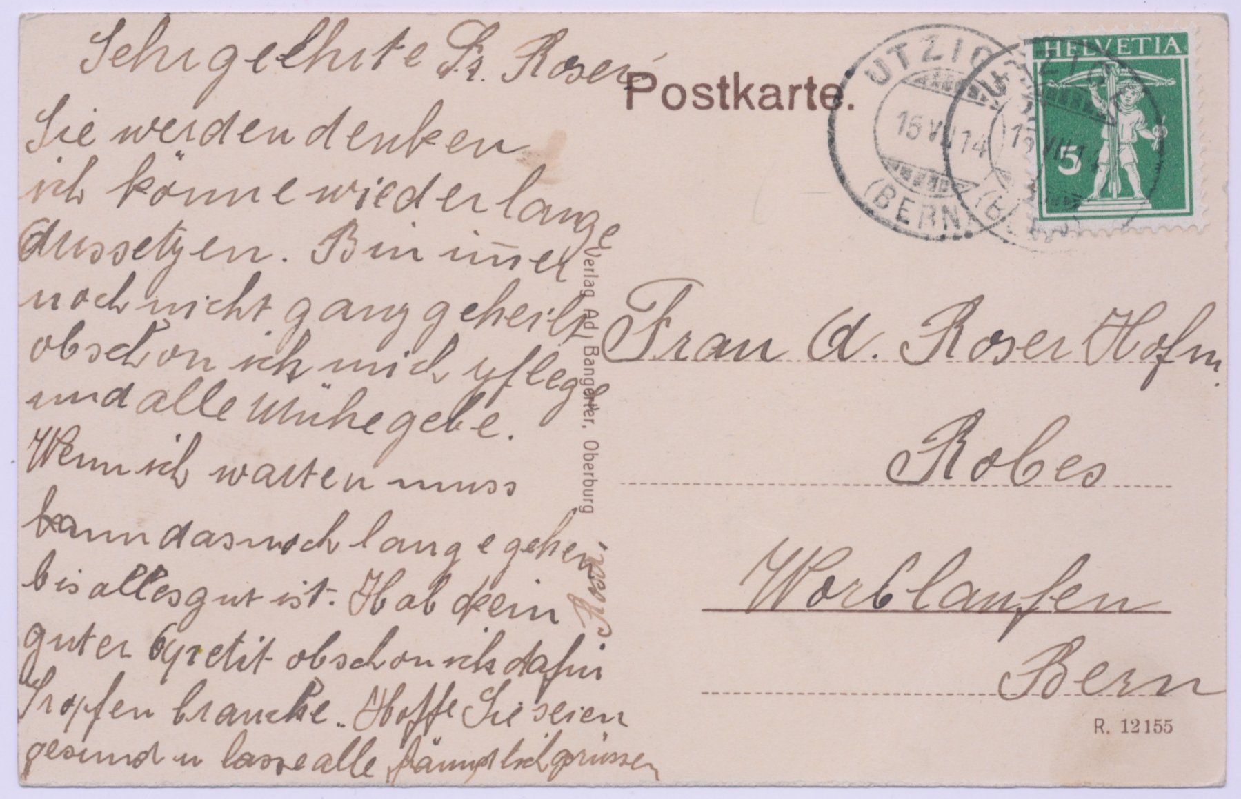 Cartoline postali: Utzigen 1914 2 Bild – Usato da Lützelflüh-Goldbach venduto da blauerkranich 1