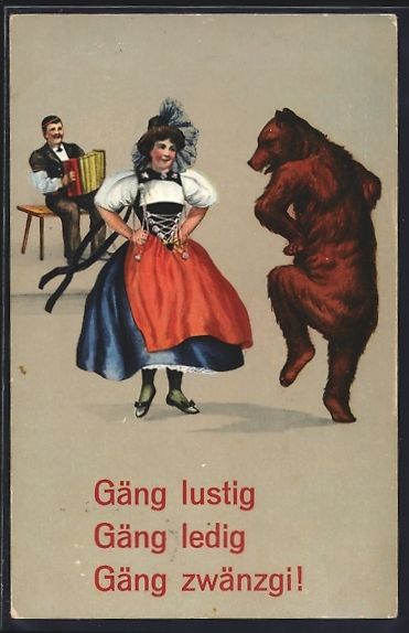 Cartes postales: AK Schweizer Bär tanzt mit Mädel, 1937 – D'occasion à Berlin par bartko-reher