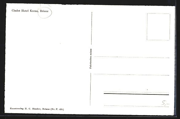 Cartoline postali: AK Brienz, Chalet Hotel Kreuz – Usato da Berlin venduto da bartko-reher 1