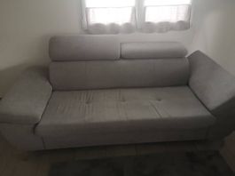 Paire de canapés 3 places en tissu gris