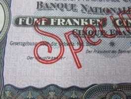 5 FR 1919 (( SPECIMEN)) UNZ TOP RARITAT