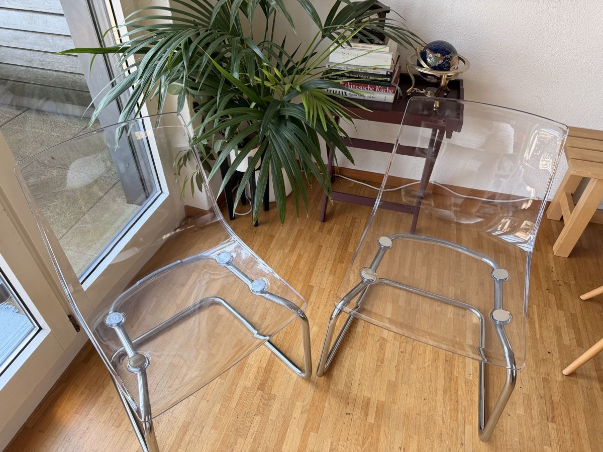 Ikea Sedie: 2x Stuhl transparent Kunststoff Metall Gestell – Usato da Thalwil venduto da margogram99 3