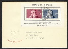 1948, W31, Block Imaba Basel auf illustriertem FDC (14668)