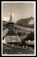 AK Habkern, Kirchturm und Ort mit Bergpanorama