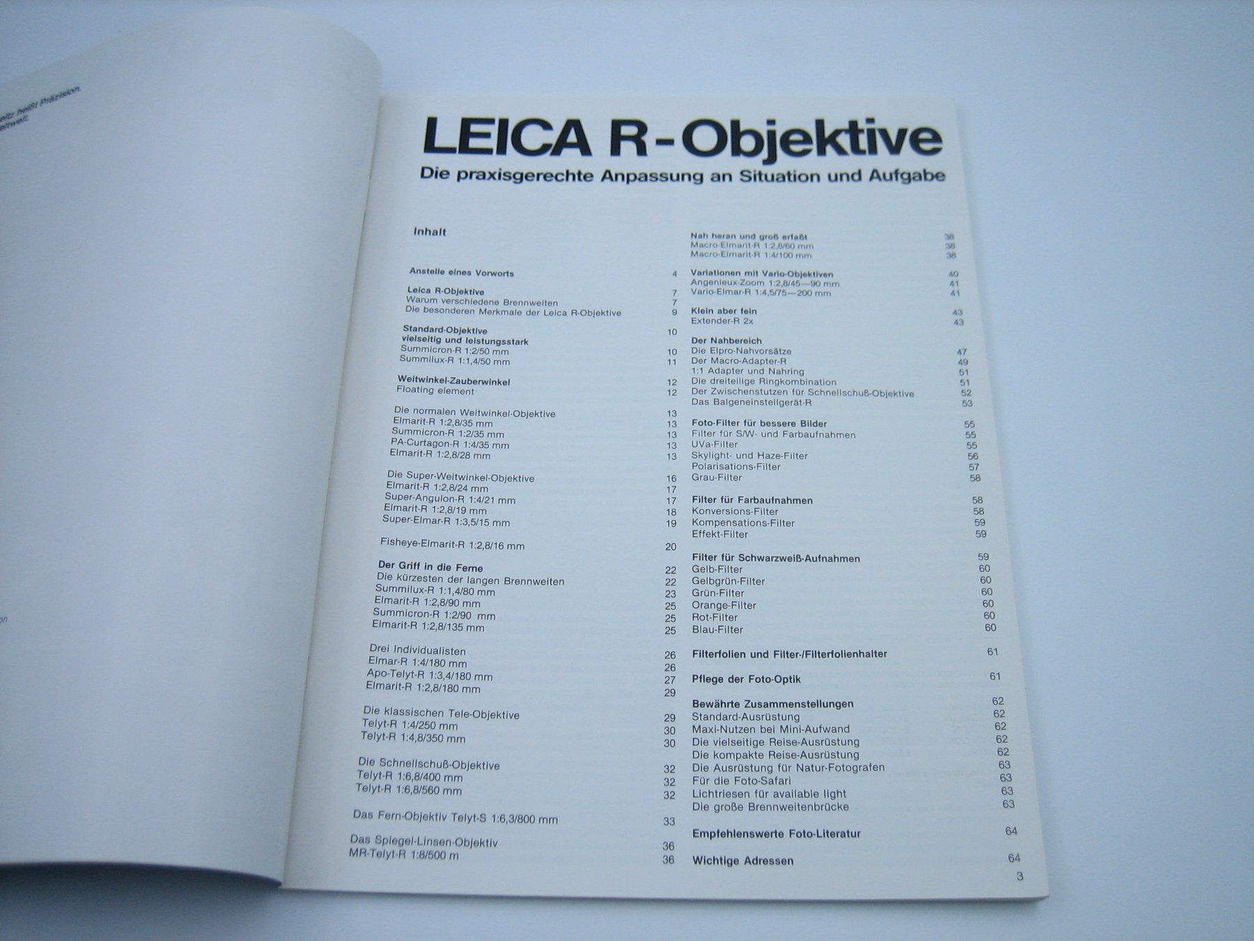 Leica Documenti: Leica R-Objektive alter Werbeprospekt/Katalog – Usato da Zürich venduto da Tomi118 1