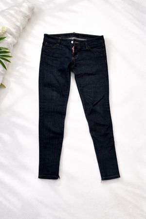 Dsquared2 Skinny Jeans, size 34-36, Dark Blue, cool zippers!