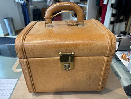 Kosmetikkoffer Echt Schweinsleder hellbraun Vintage