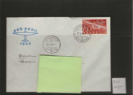 Lettre poste aérienne Lausanne-Locarno 1946 avec F41
