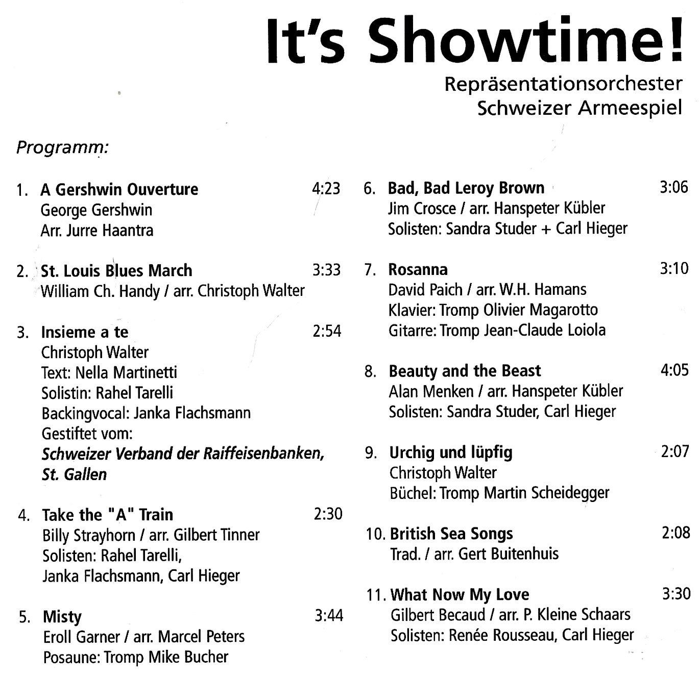 CD: Schweizer Armeespiel SHOWTIME Sandra Studer Alphorn Duo CHCD – Usato da Kandergrund venduto da Sososo 3