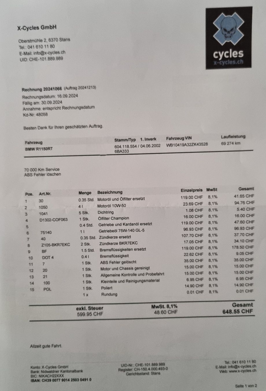 Touring: BMW K 1150 RT Touring MFK 5.5.2026 – Gebraucht aus Hergiswil NW von Adolf5 6