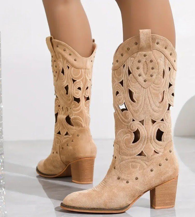 Damenschuhe: Damen Cowboystiefel, Gr. 38, Karamel, Muster – Neu (gemäss Beschreibung) aus STEFFISBURG von Sumerstorm 2
