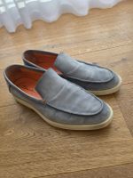 Santoni Herren Loafer, hellblau Wildleder, Grösse UK 7.5