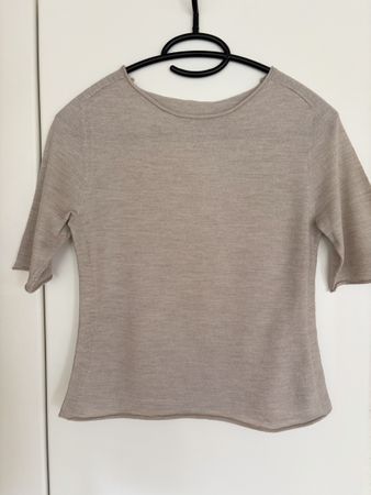 Damen Pullover 100% Wolle beige kurzarm Gr.S