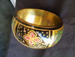 Kunstvolle Meenakari Armband aus Emaille und Messing, Gr. S
