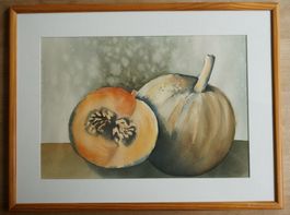 Aquarell "Kürbis" von Christine Bürki, signiert, 1998