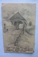 POSTKARTE. BRÜCKE ÜBER DIE GLATT. ORIG. ZEICHNUNG FRIEDRICH