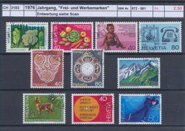 1976 Jahrgang, "Frei- und Werbemarken" gestempelt