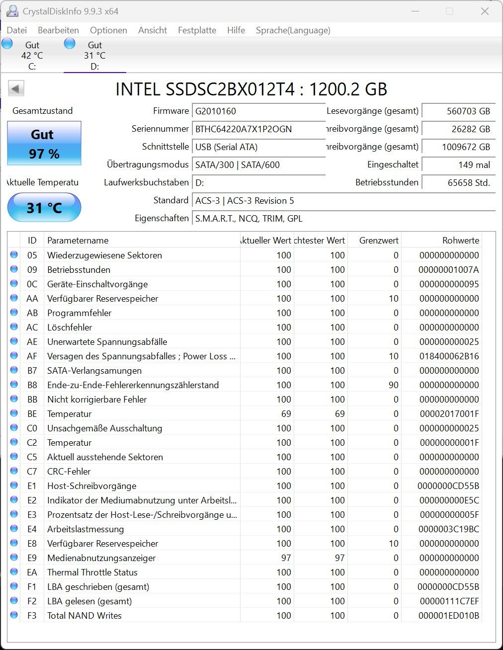 Intel Harddisks: Intel SSD DC S3610 Series 1.2TB – Gebraucht aus Oberwil-Lieli von meipa3000 2