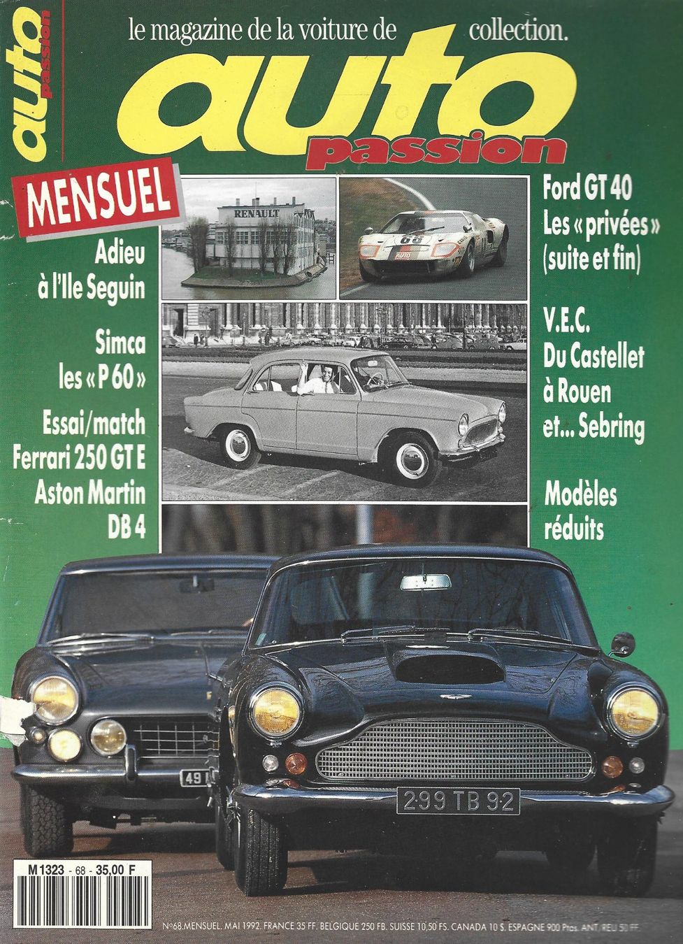 Libri: Auto Passion No 68, mai 1992 – Usato da Fontainemelon venduto da Jice12
