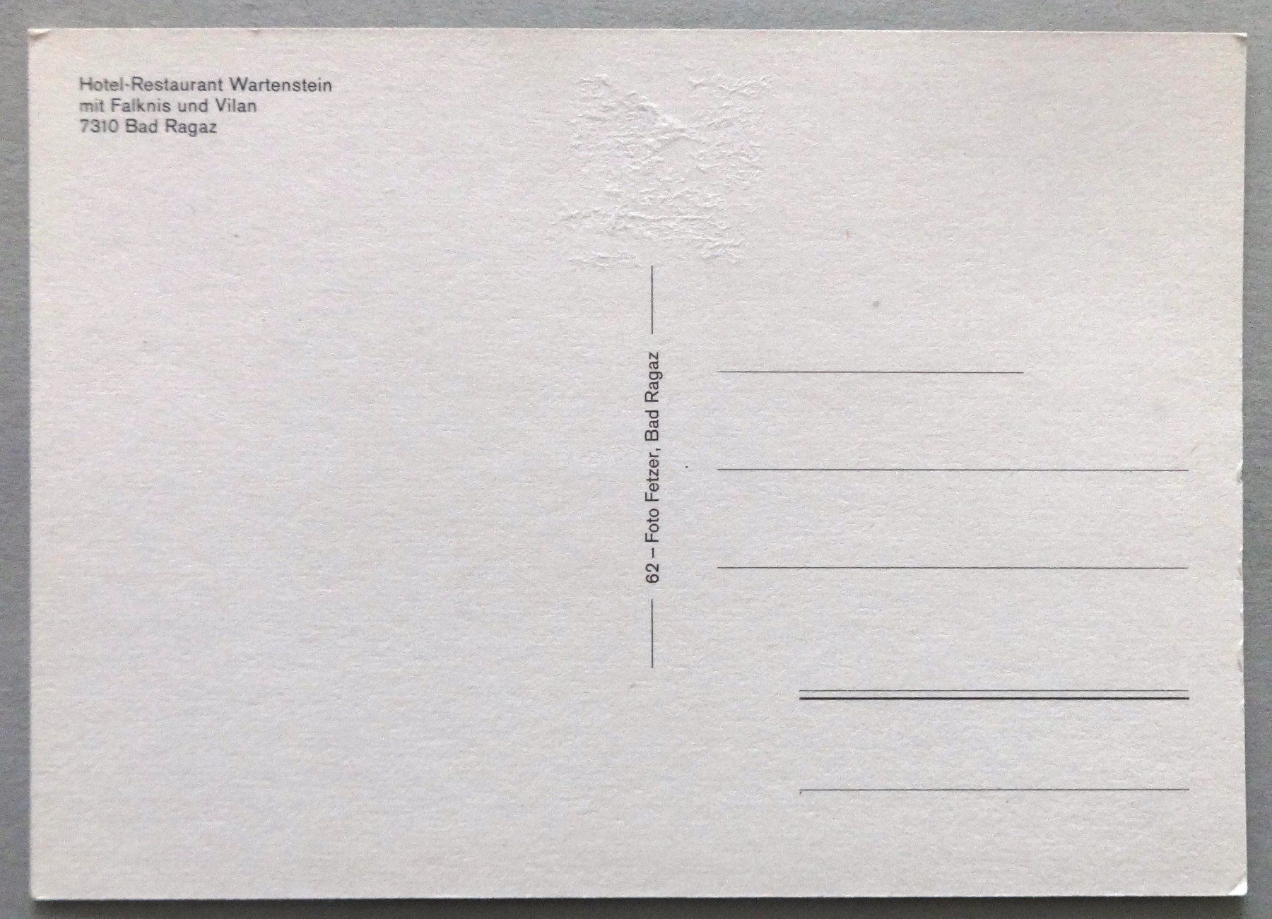 Cartes postales: Hotel Wartenstein, Bad Ragaz – D'occasion à Fétigny par Billy2miny 1