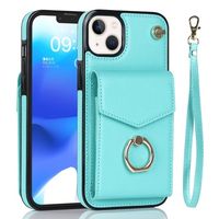Schutzhülle Etui für iPhone 15 mit Kartenfächer + Gurt