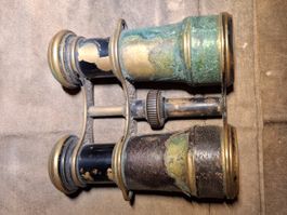 Antikes Opernglas, Fernglas, Messing, Leder, Sammlerstück