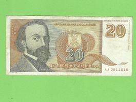 20 Jugoslawische Dinar Banknote, Jahrgang 1994, Rarität!