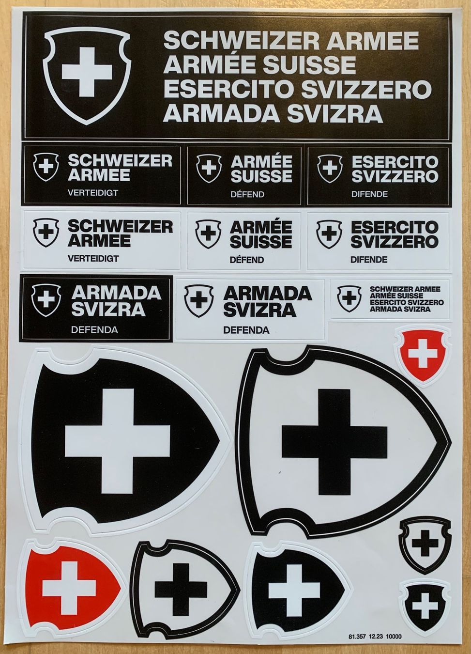 Aufkleber: A4 Stickerbogen der CH Armee – Neu (gemäss Beschreibung) aus Goldingen von Bergler012