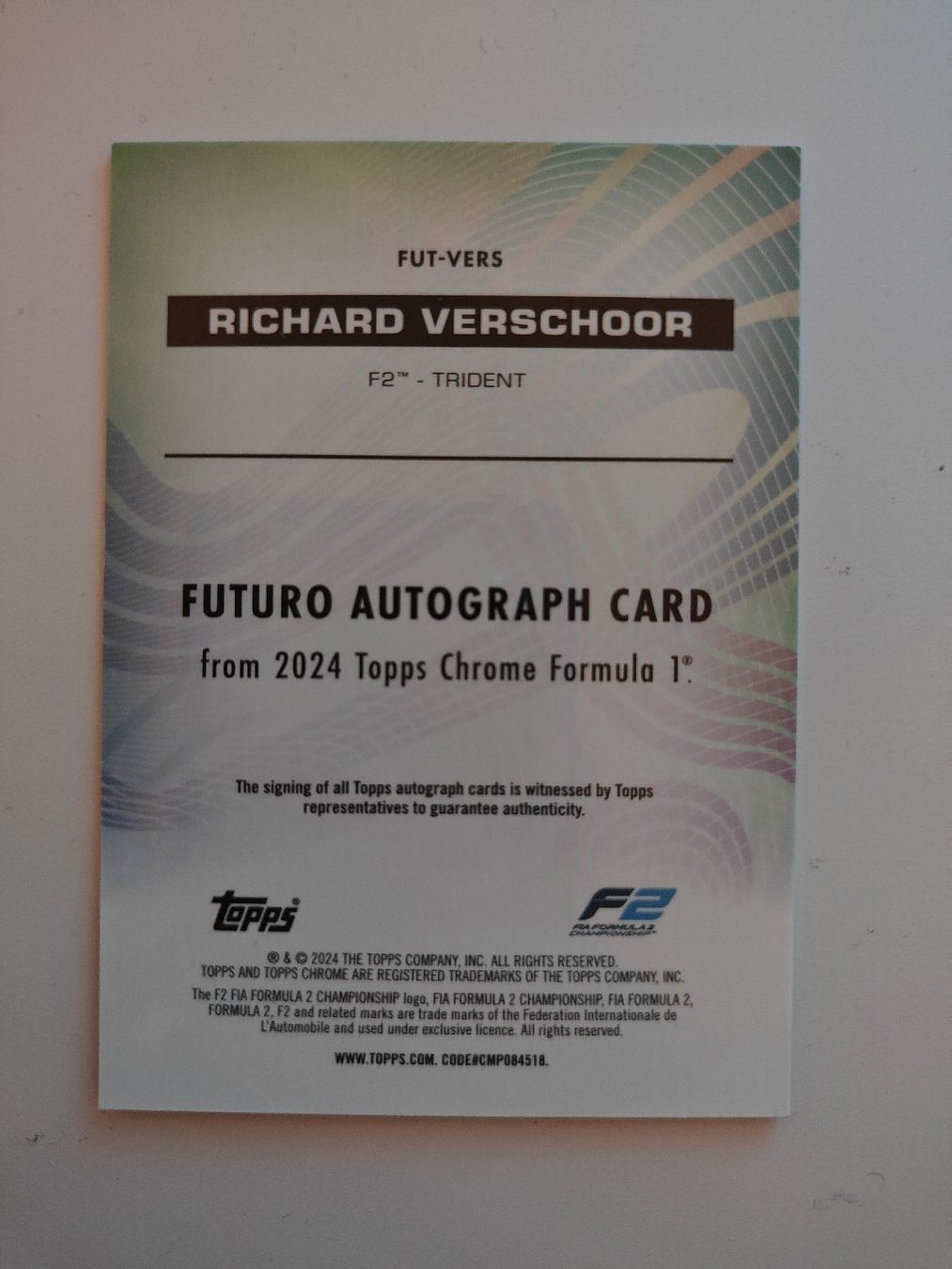 Topps Carte collezionabili: Richard Verschoor F2 Future Signed Card 50/50 – Nuovo (secondo la descrizione) da Oberägeri venduto da patrickfrueh89 2